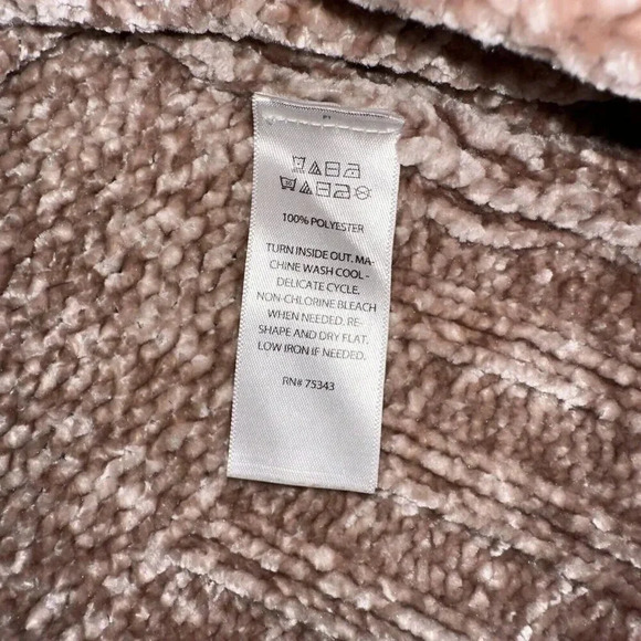 Cynthia Rowley Chenille Mock Neck Sweater 3/4 Sleeve Tan Chunky Soft Ribbed Sz L - Picture 6 of 6